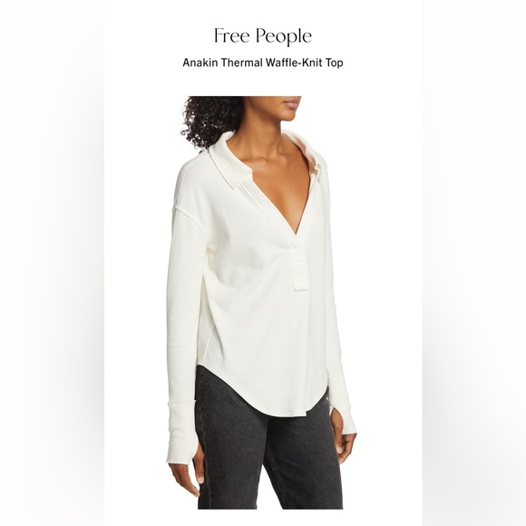 Free People Anakin Thermal Waffle-Knit Top - Extra Small White - Picture 2 of 10